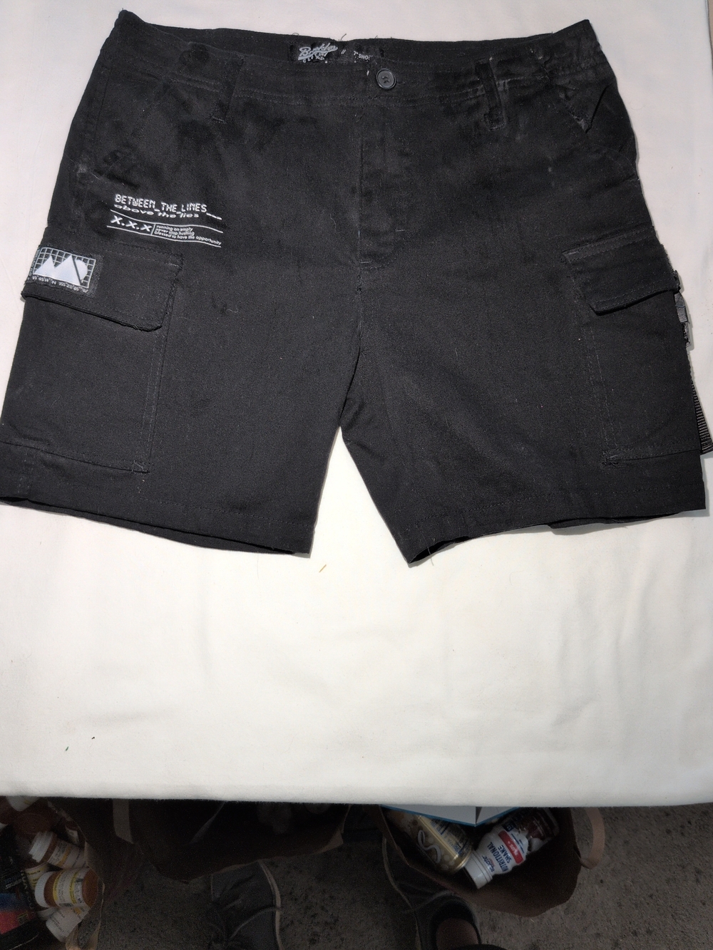 Brooklyn Cloth Black Tactical Cargo Shorts with Patch Accents